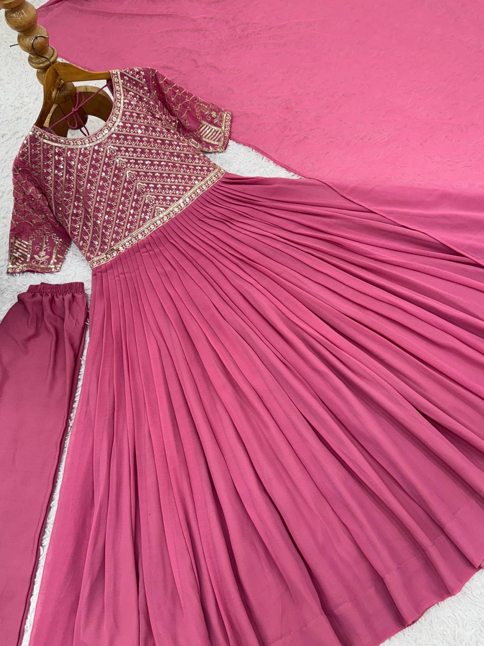 Designer Party Wear Look Full Heavy Embroidery Sequence Work Gown With Fully Stiched and Dupatta Ready to Wear Collection
