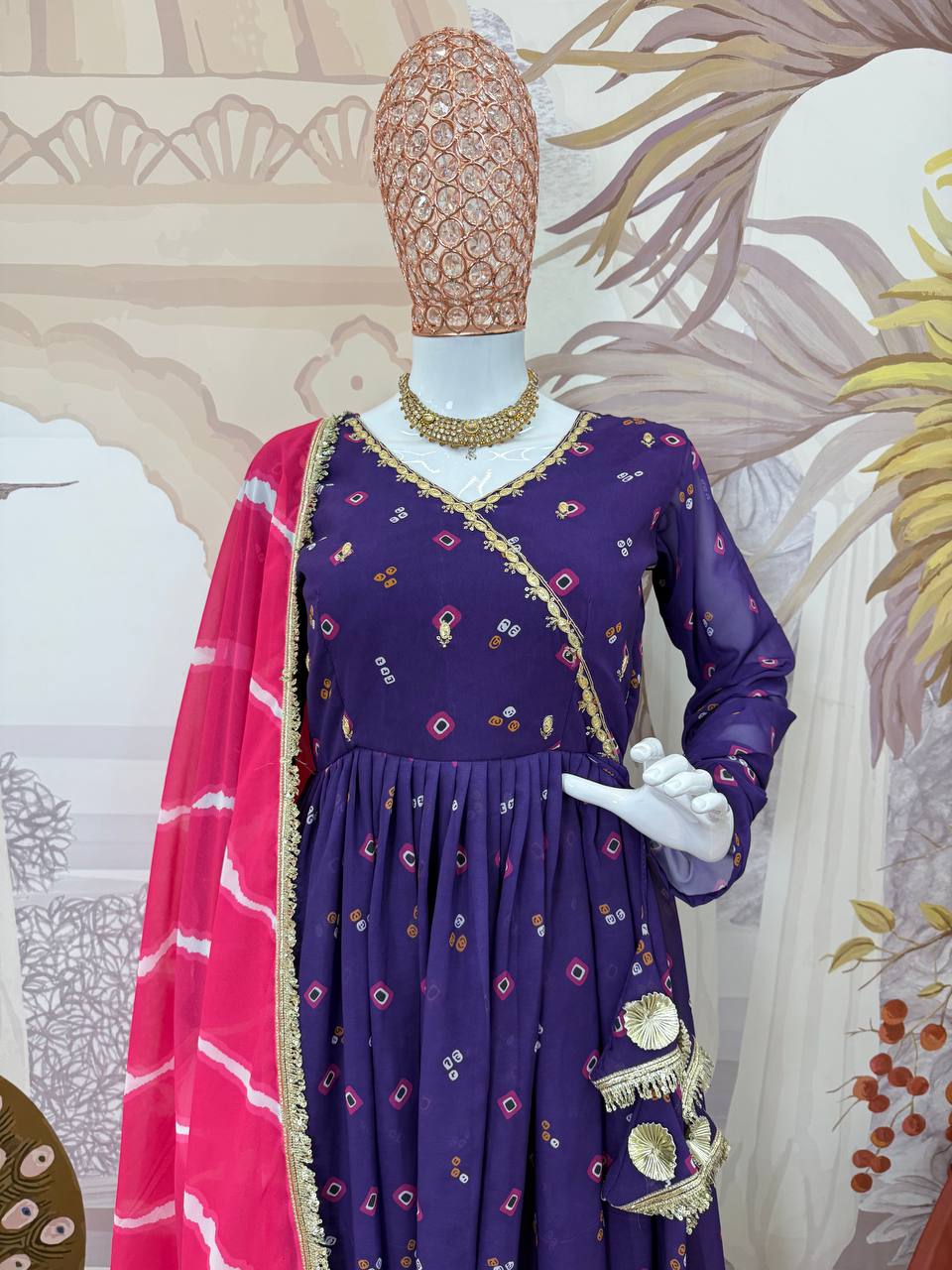 ANARKALI SET SUPERHIT TRENDING 3 PIECES GOWN, PENT & DUPATTA SET WITH EMBROIDERED NACK & DUPATTA ON FAUX GEORGETTE FABRIC