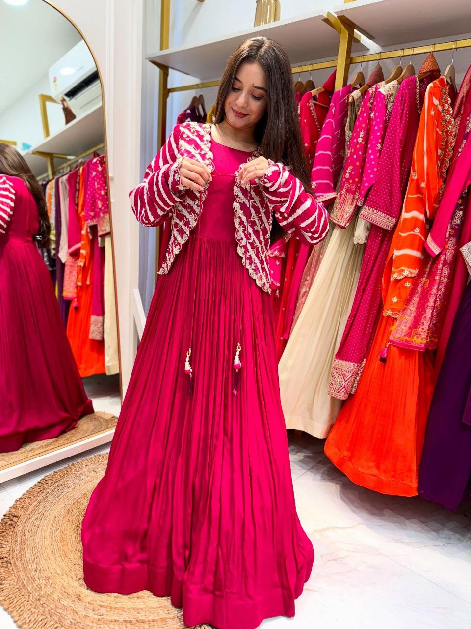 Designer Party Gown & Jecket Set