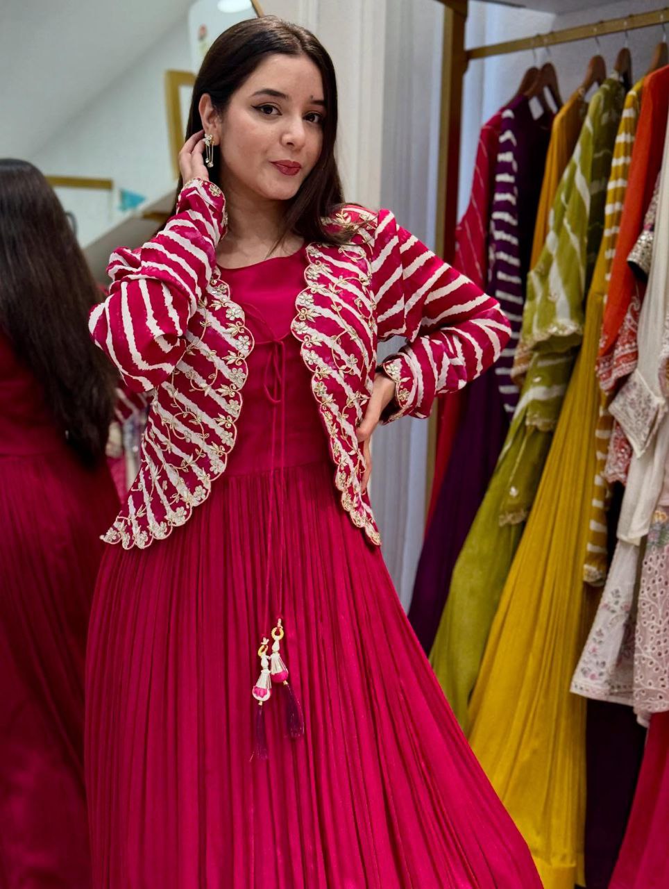 Designer Party Gown & Jecket Set