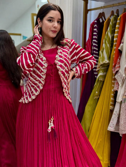Designer Party Gown & Jecket Set
