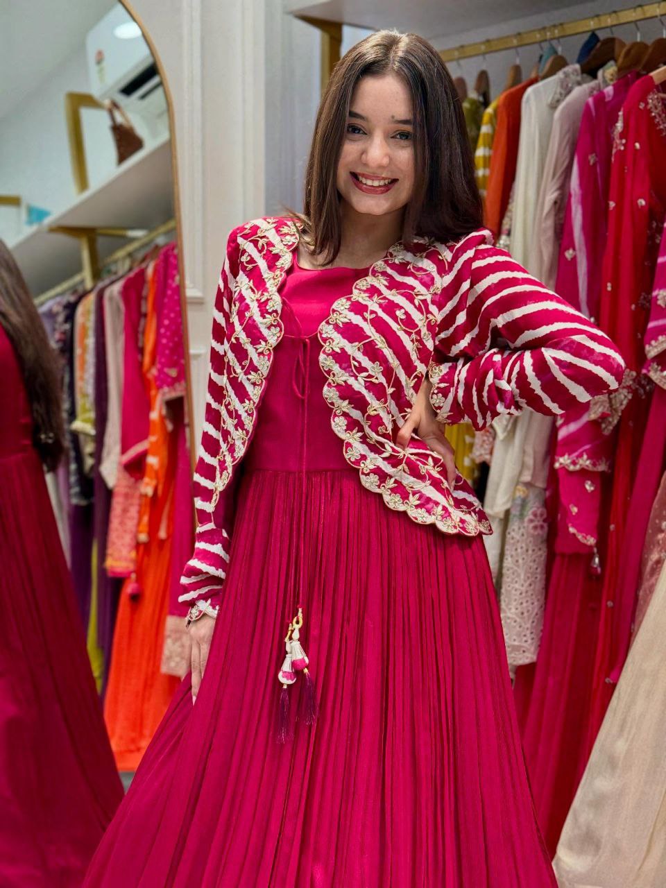 Designer Party Gown & Jecket Set