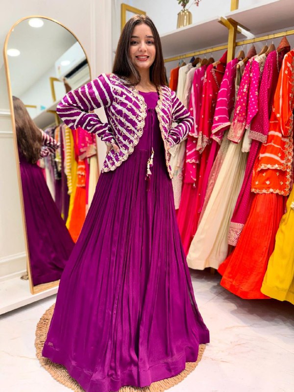 Designer Party Gown & Jecket Set