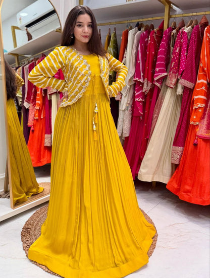 Designer Party Gown & Jecket Set