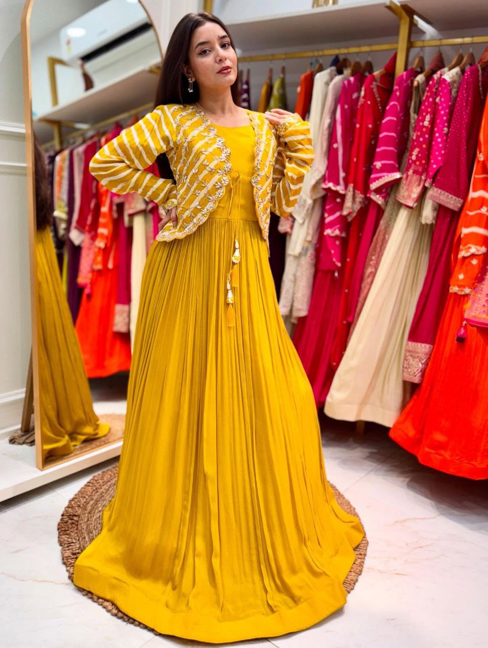 Designer Party Gown & Jecket Set