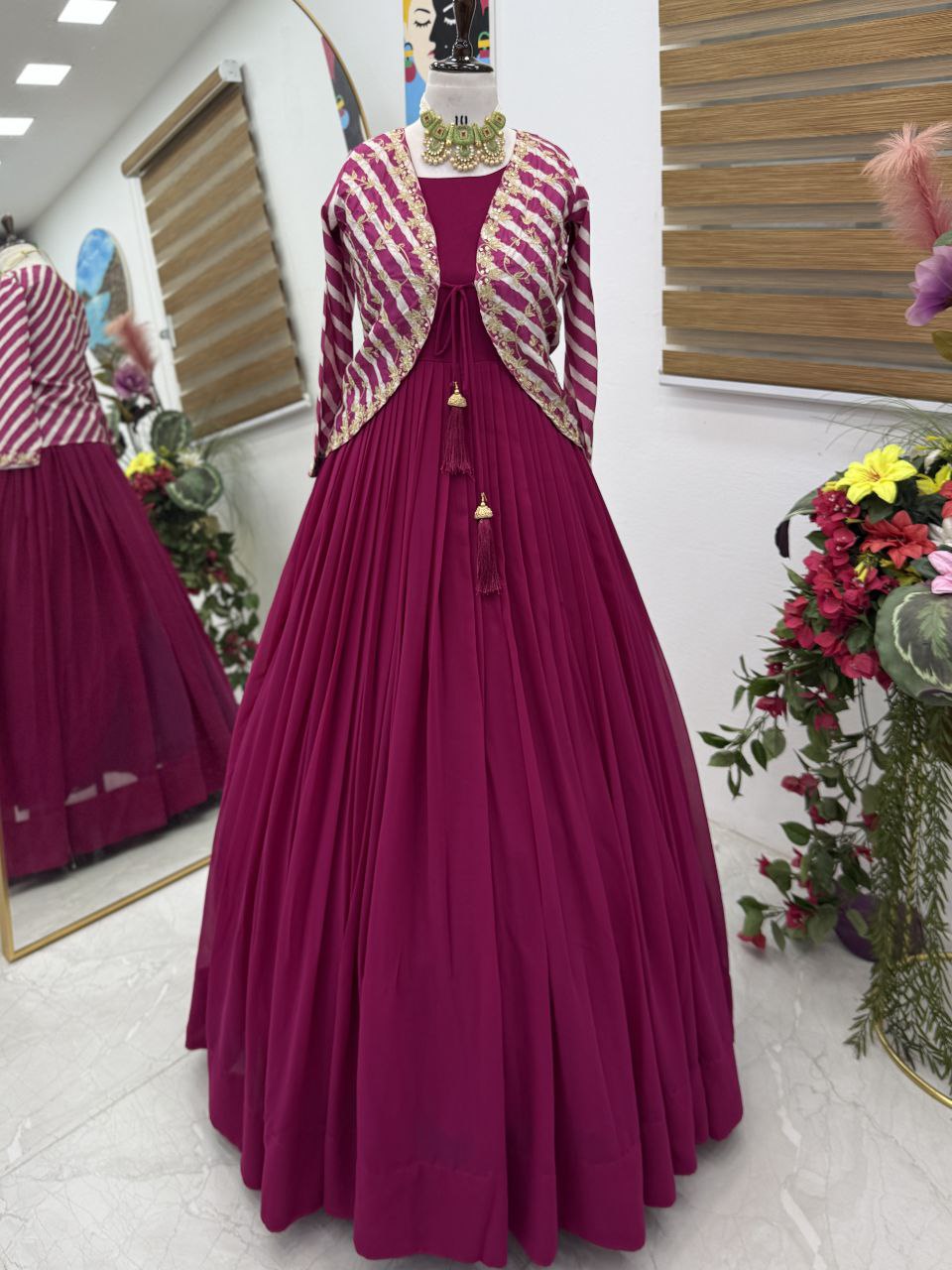 Designer Party Gown & Jecket Set
