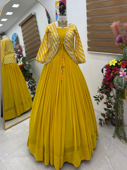 Designer Party Gown & Jecket Set
