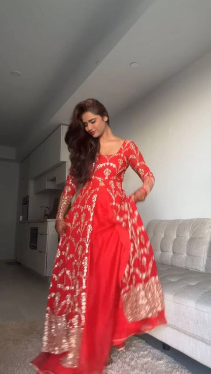 gown anarkali foux Gorgette  gown