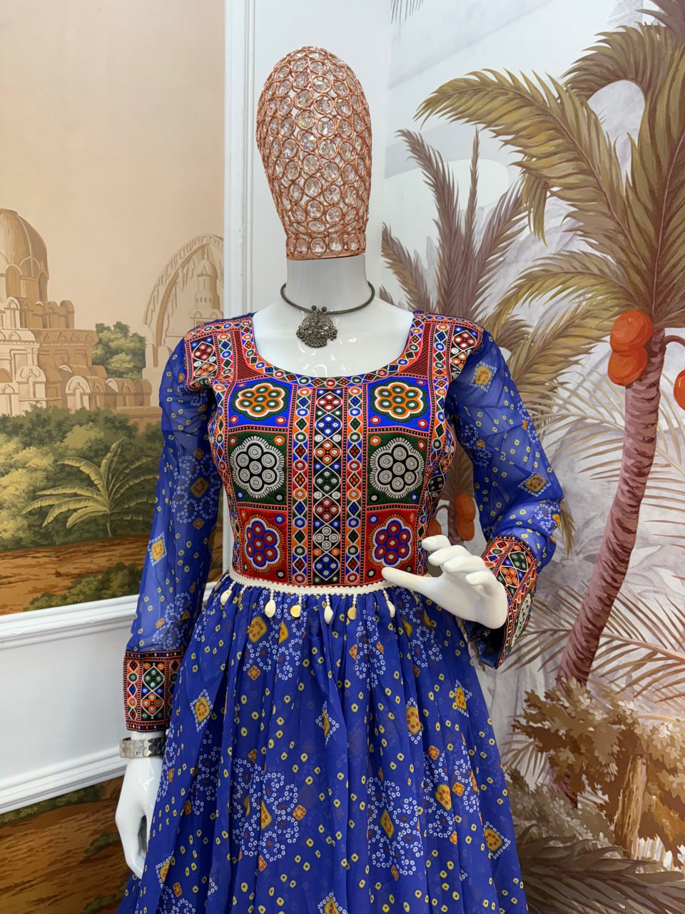 FAUX GEORGETTE FABRIC, GAMTHI JACQUARD WEAVING NACK AND LACE BORDER