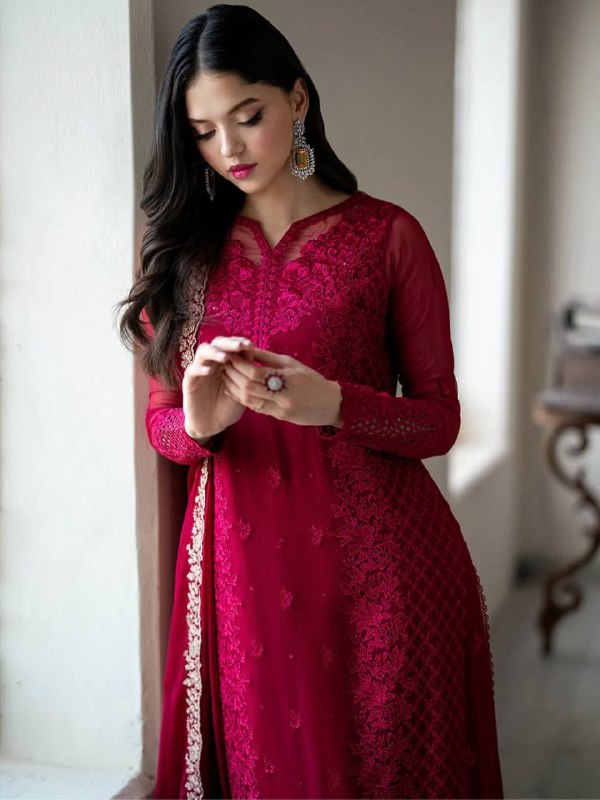 Designer Party Wear Look Top-Plazzo and Dupatta With Heavy Embroidery Work