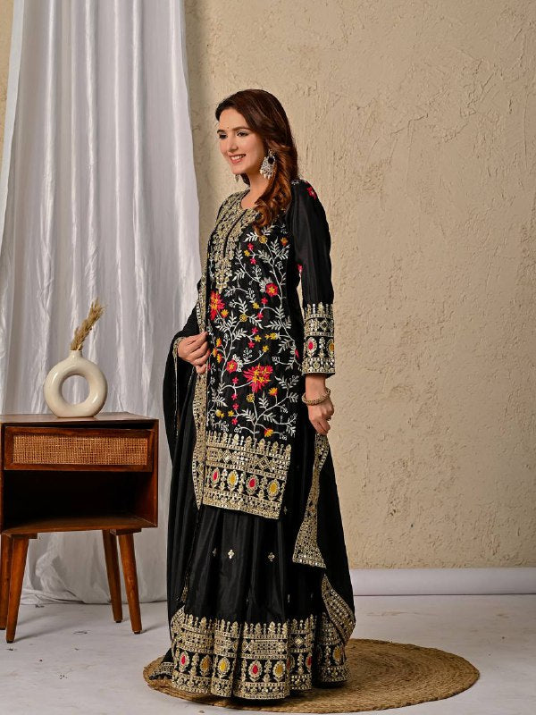 Designer Party Wear Look Top , Sharara Plazzo  and Dupatta