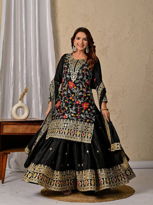 Designer Party Wear Look Top , Sharara Plazzo  and Dupatta