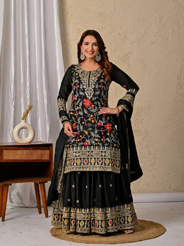 Designer Party Wear Look Top , Sharara Plazzo  and Dupatta