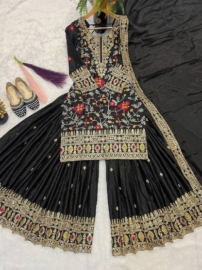 Designer Party Wear Look Top , Sharara Plazzo  and Dupatta