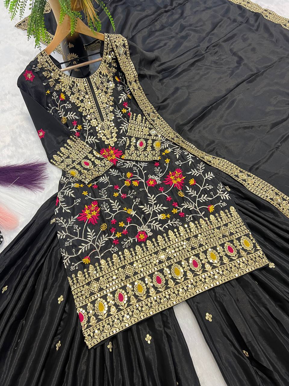 Designer Party Wear Look Top , Sharara Plazzo  and Dupatta
