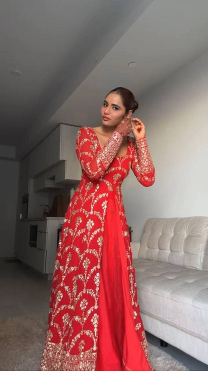 gown anarkali foux Gorgette  gown