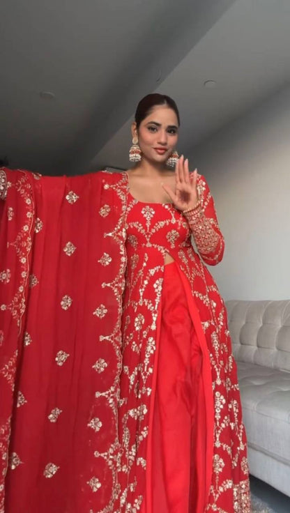 gown anarkali foux Gorgette  gown