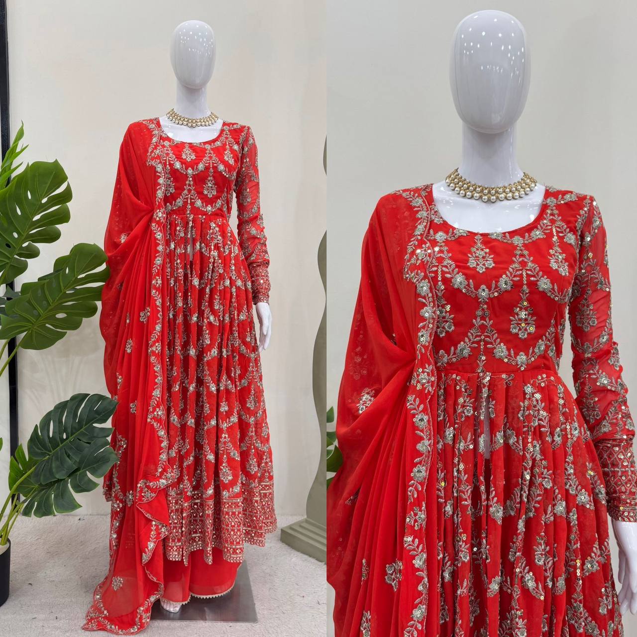 gown anarkali foux Gorgette  gown