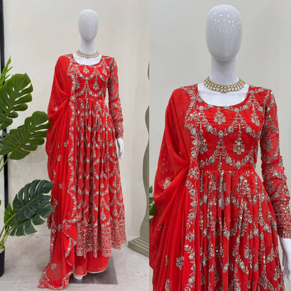 gown anarkali foux Gorgette  gown
