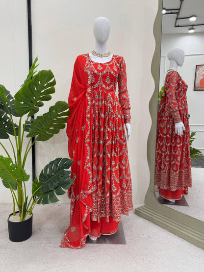 gown anarkali foux Gorgette  gown