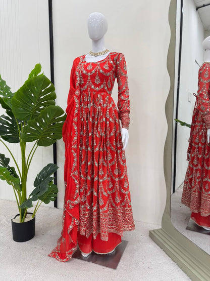gown anarkali foux Gorgette  gown
