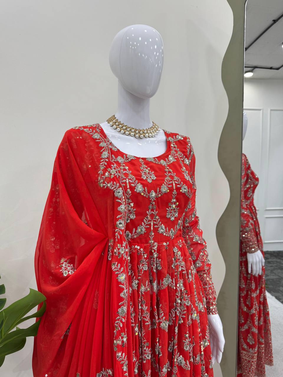 gown anarkali foux Gorgette  gown