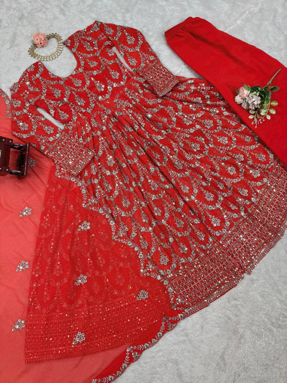 gown anarkali foux Gorgette  gown