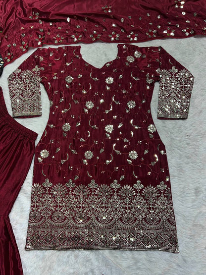 Designer Party Wear Look Top , Sharara Plazzo  and Dupatta