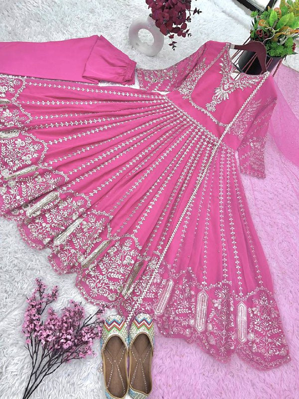 Designer Party Wear Look Full Heavy Embroidery Sequence Work Gown With Fully Stiched and Dupatta Ready to Wear Collection