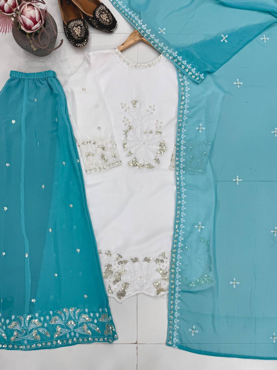HEAVY EMBROIDERY SEQUENCE WORK 3 PIS SUIT SET