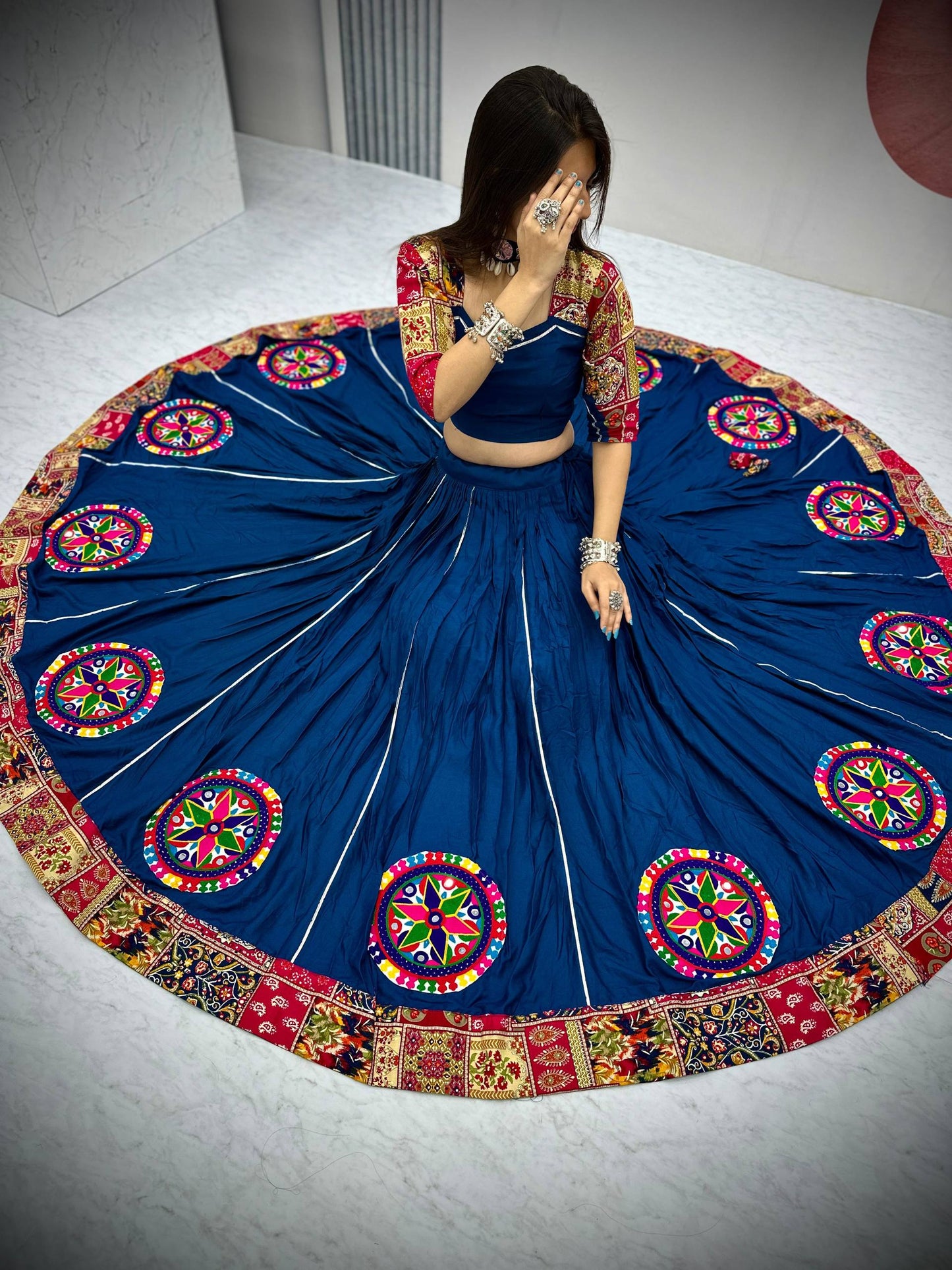 Navratri Special Pure Cotton Lehenga Choli with 6 Meter Big Flair