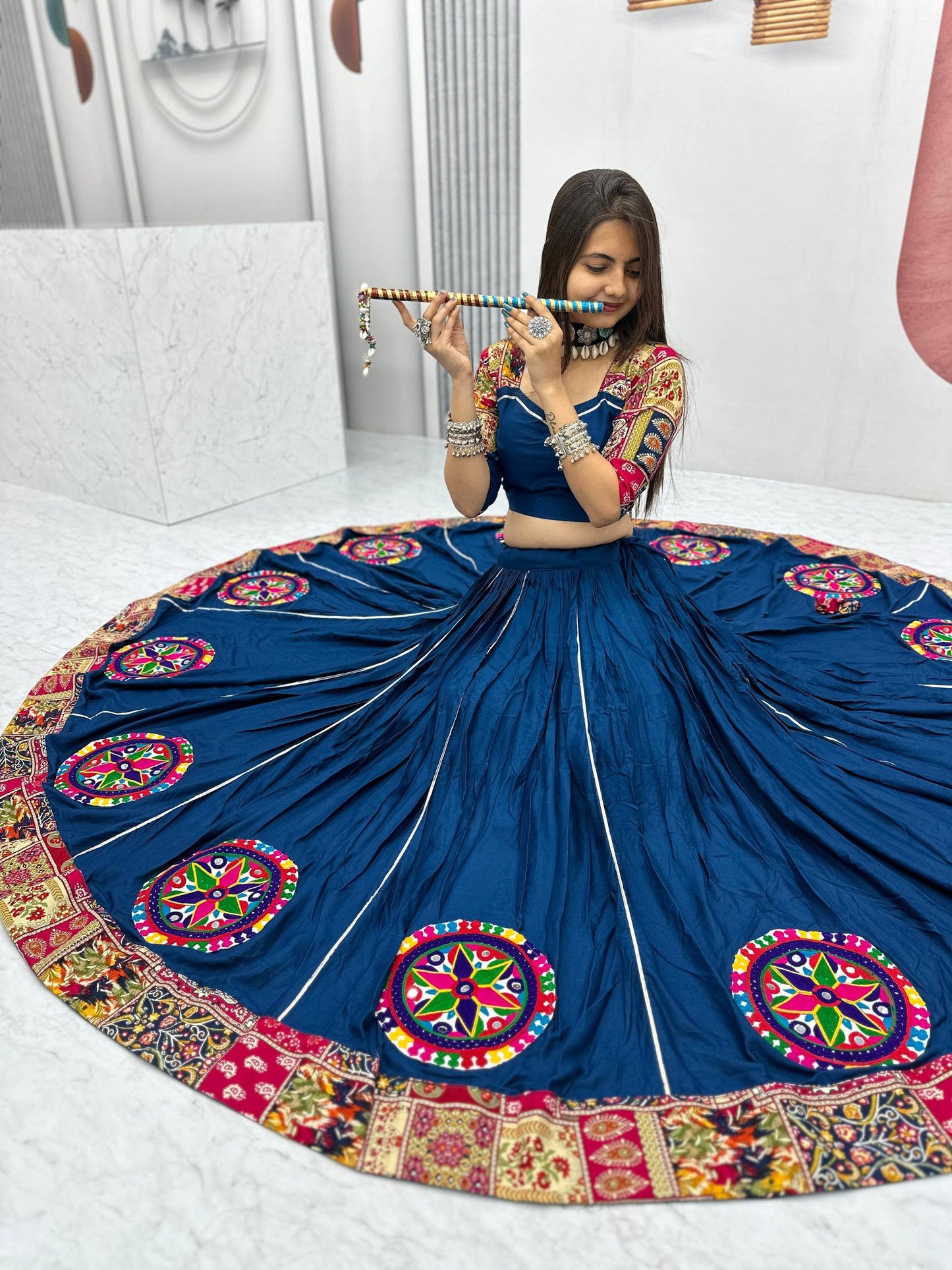 Navratri Special Pure Cotton Lehenga Choli with 6 Meter Big Flair