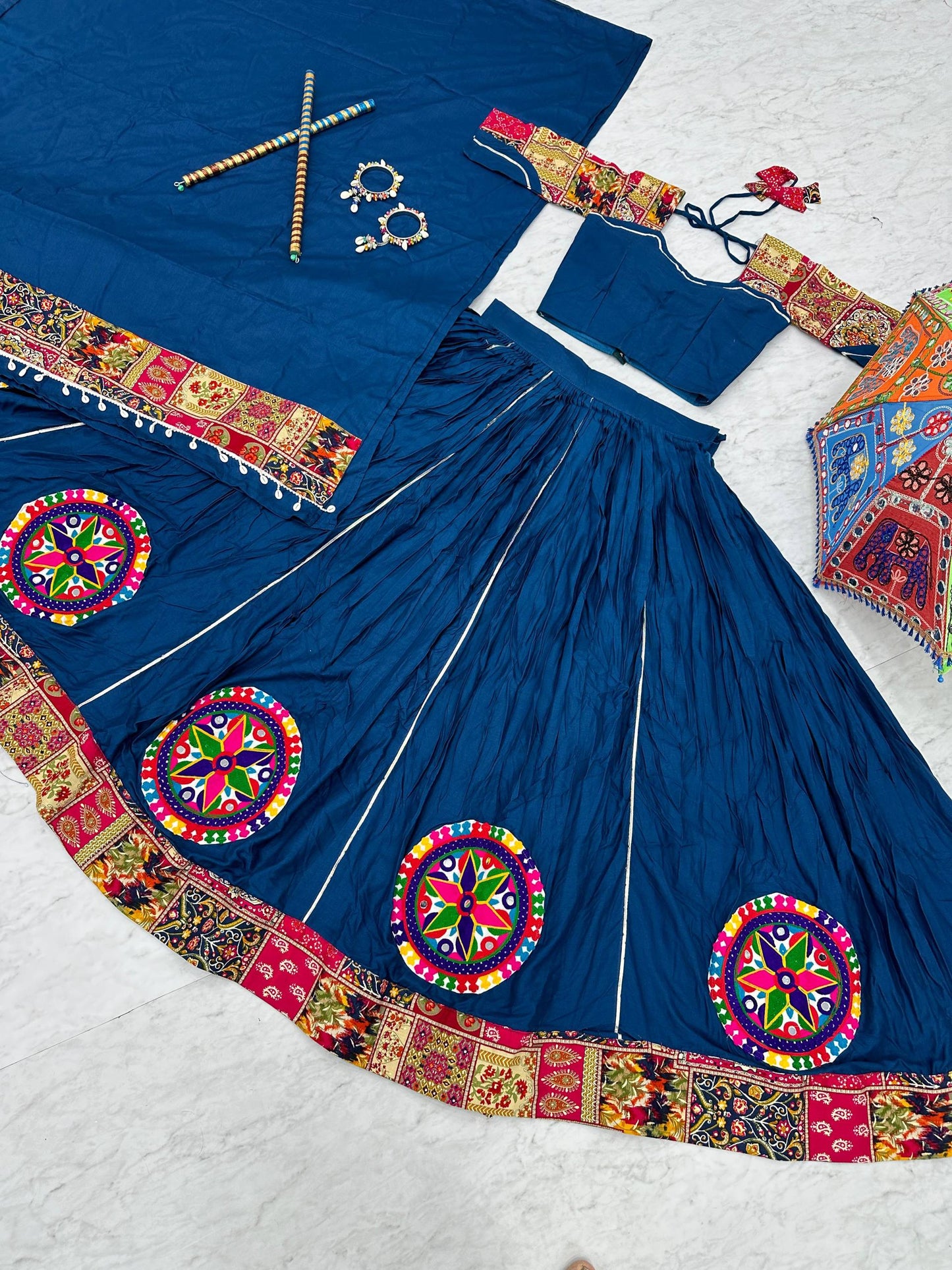 Navratri Special Pure Cotton Lehenga Choli with 6 Meter Big Flair