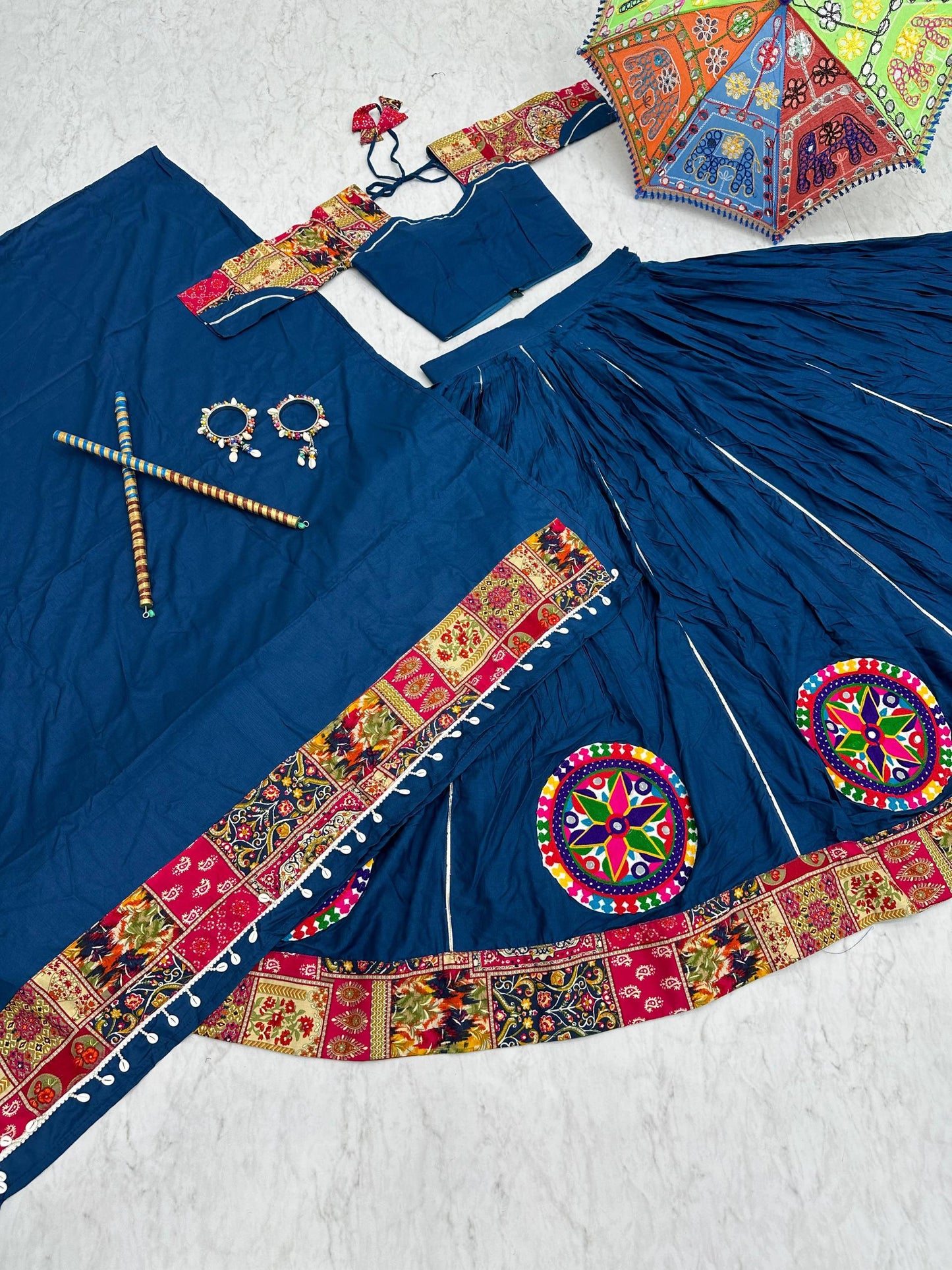 Navratri Special Pure Cotton Lehenga Choli with 6 Meter Big Flair