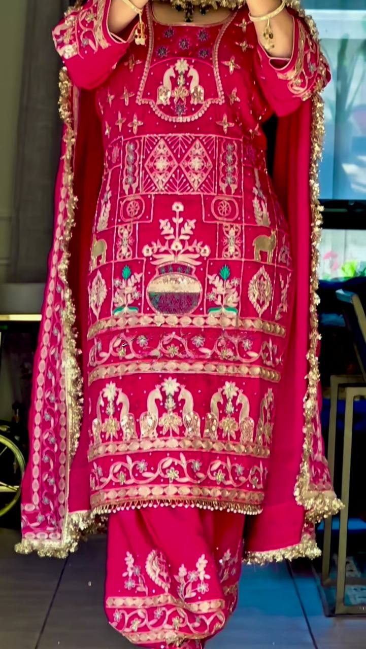 Designer Party Wear Look Top ,Dhoti Salwar and Dupatta