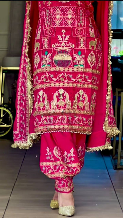 Designer Party Wear Look Top ,Dhoti Salwar and Dupatta