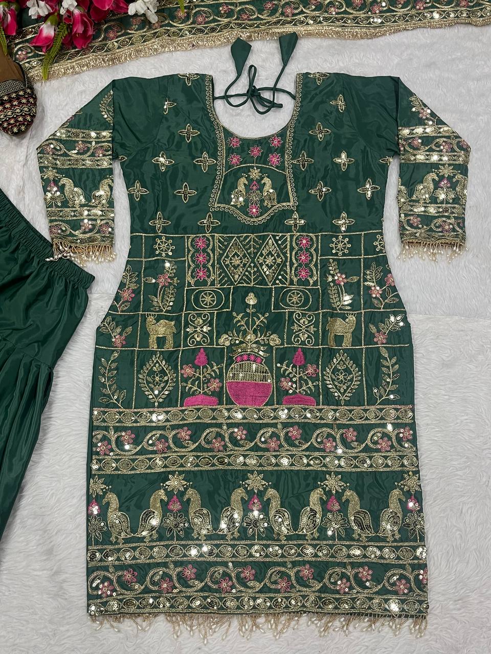 Designer Party Wear Look Top ,Dhoti Salwar and Dupatta
