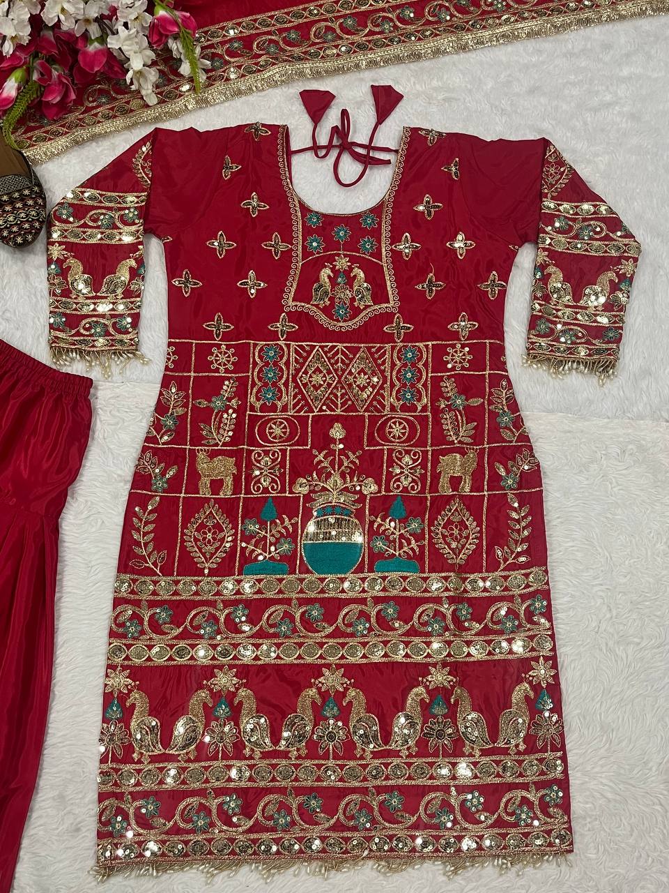 Designer Party Wear Look Top ,Dhoti Salwar and Dupatta