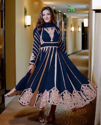 Designer Party Wear Look Full Heavy Embroidery Sequence Work Gown With Fully Stiched and Dupatta Ready to Wear Collection