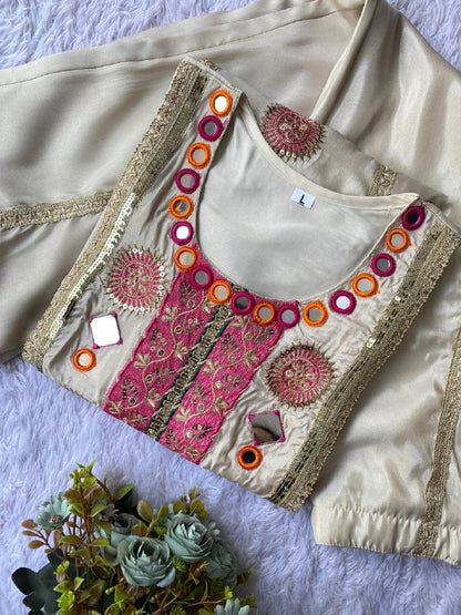 EXCLUSIVE AND TRENDY CO-ORD SET FOR WEDDING SEASON WITH MIRROR AND SEQUENCE EMBROIDERED TOP AND PLAZZO