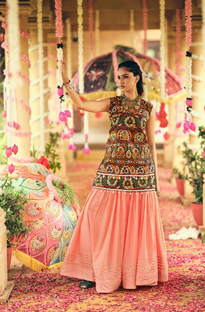 LEHENGA CHOLI  WITH PURE RAYON FABRIC FULL FLAIR & GOTA RIBBIN