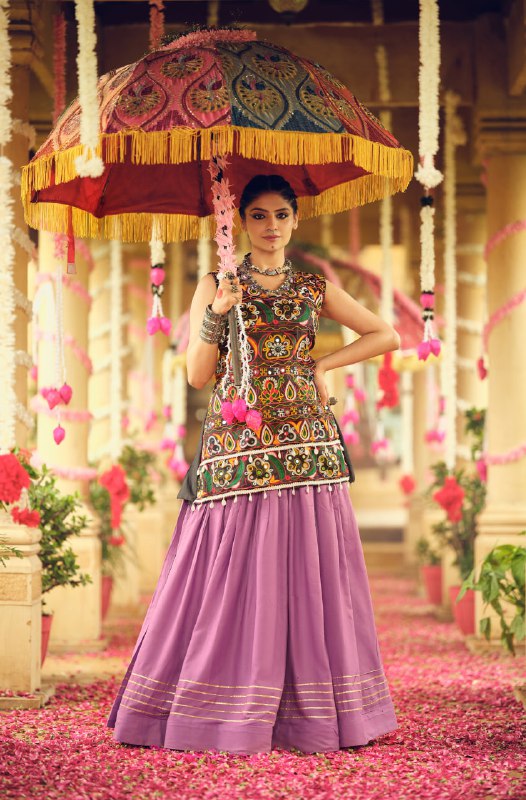LEHENGA CHOLI  WITH PURE RAYON FABRIC FULL FLAIR & GOTA RIBBIN