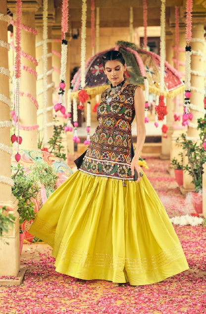 LEHENGA CHOLI  WITH PURE RAYON FABRIC FULL FLAIR & GOTA RIBBIN