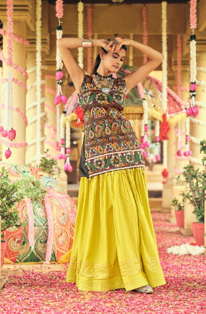 LEHENGA CHOLI  WITH PURE RAYON FABRIC FULL FLAIR & GOTA RIBBIN
