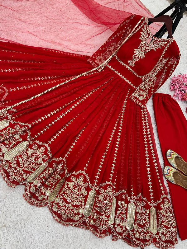 Designer Party Wear Look Full Heavy Embroidery Sequence Work Gown With Fully Stiched and Dupatta Ready to Wear Collection