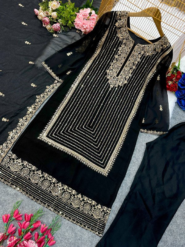 ĐĚSIGNER PARTY WEAR TOP AND PANT WITH FANCY DUPPATA AND EMBROIDERY WORK