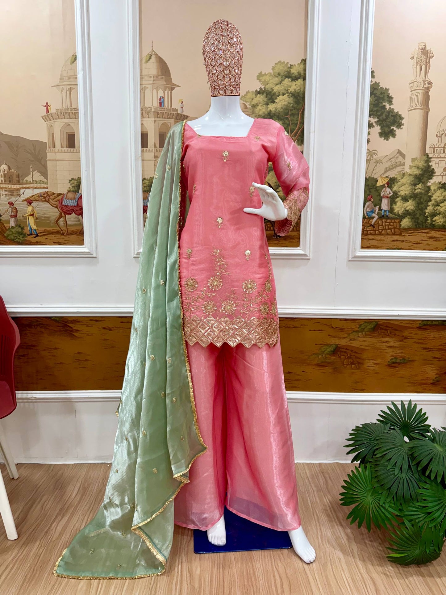 3 PIECES KURTI, PLAZZO & DUPATTA WITH EMBROIDERY WORK
