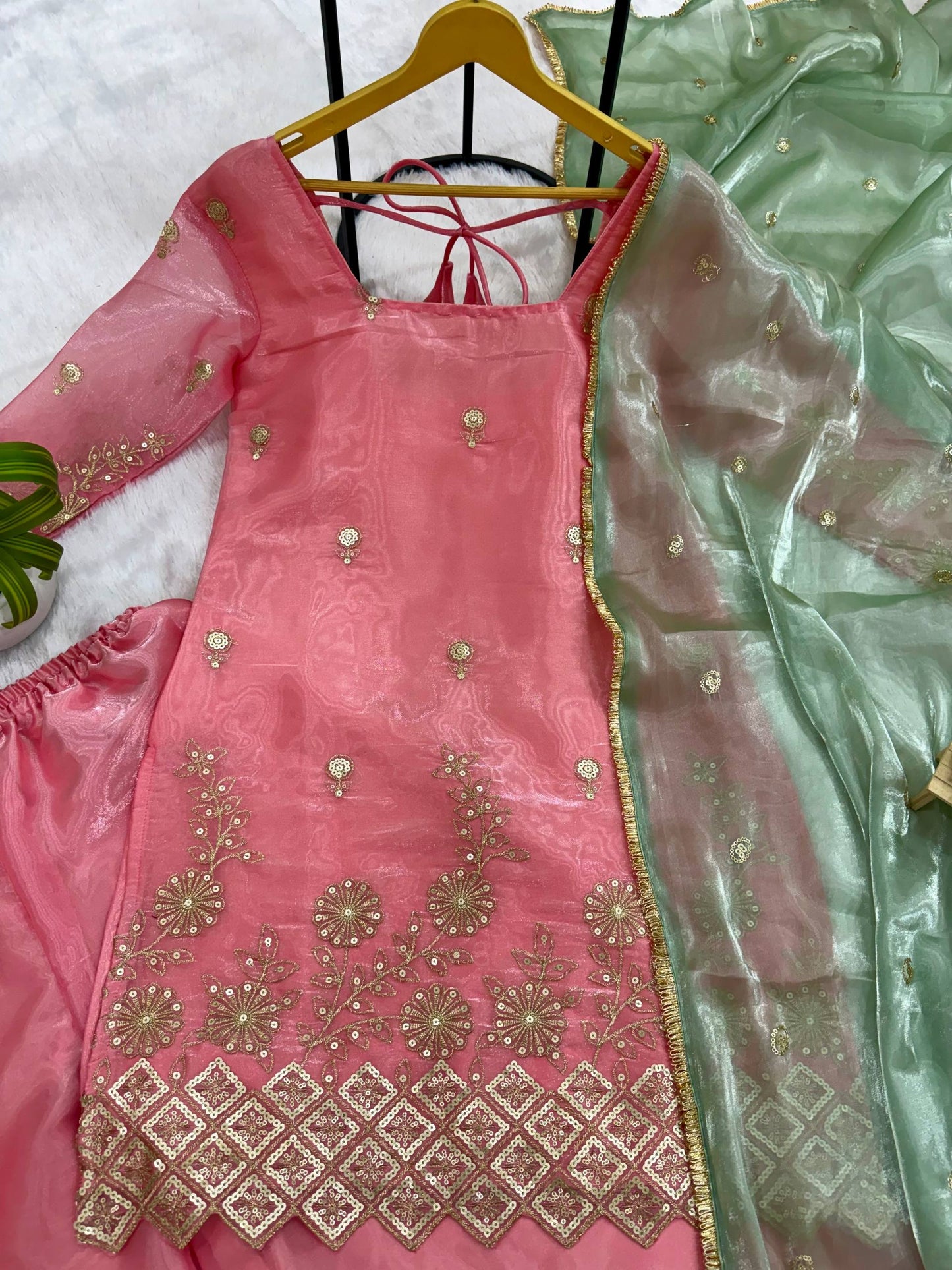 3 PIECES KURTI, PLAZZO & DUPATTA WITH EMBROIDERY WORK
