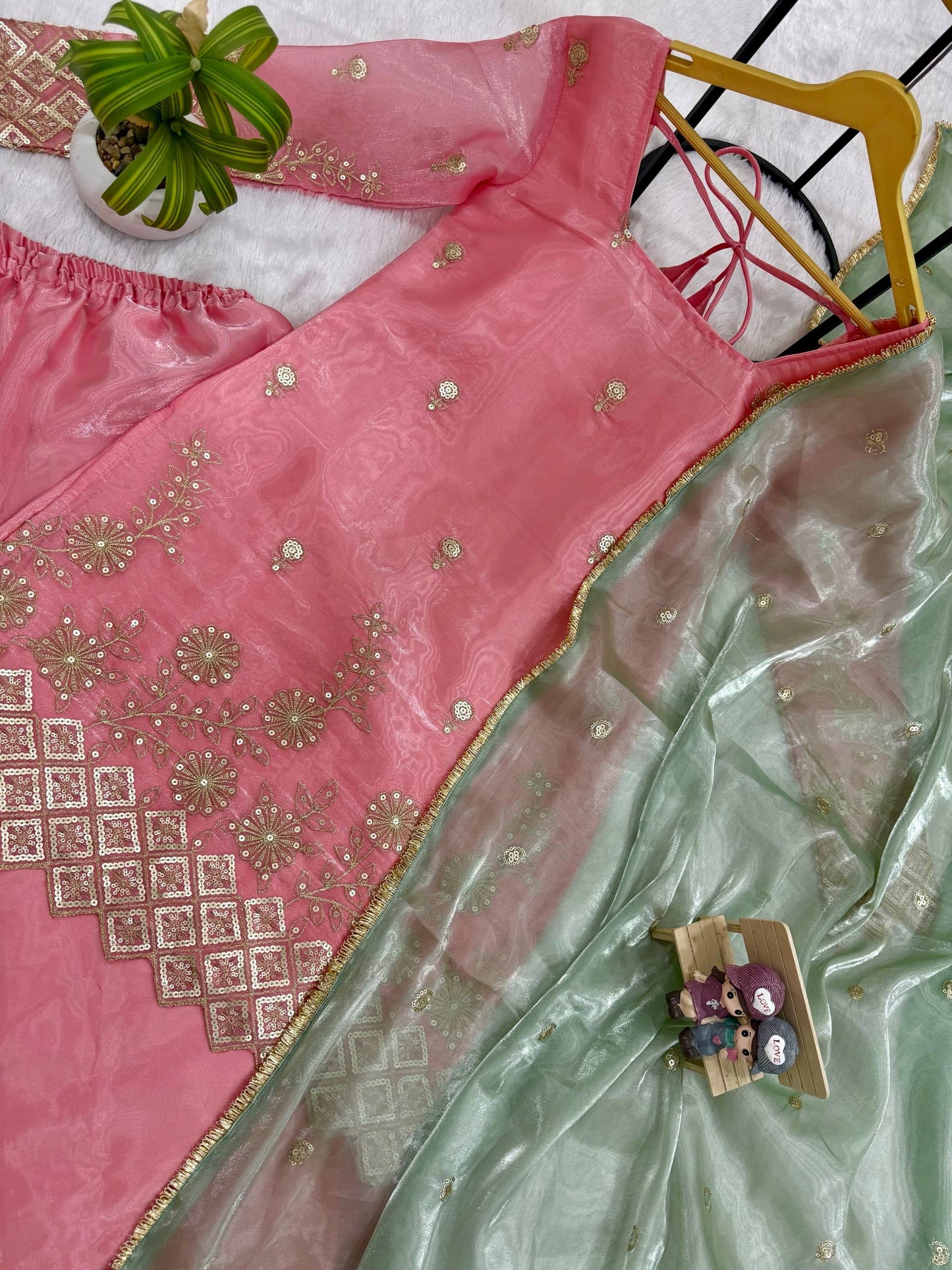 3 PIECES KURTI, PLAZZO & DUPATTA WITH EMBROIDERY WORK
