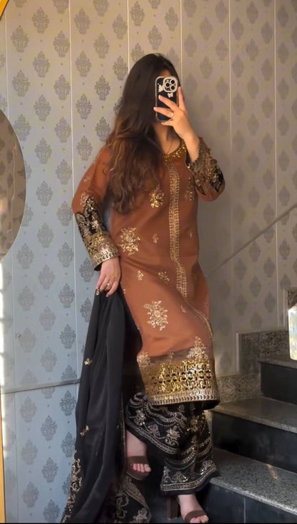 TWIL NET FABRIC✨KURTI, DUPATTA & PENT* *👗 THIS SET IS COMING WITH EMBROIDERY WORK & STYLIST PATTERN FOR EVERY FESTIVAL